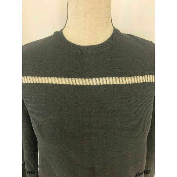 Zara Womens Solid Black Long Sleeve Mesh Crew Neck Sweater Top Xs - Picture 2 of 6